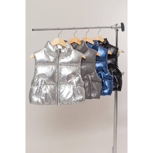 Silver Metallic Puffer Vest