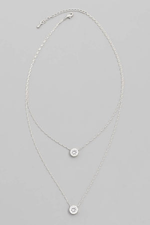 Chain Layered Crystal Stud Necklace