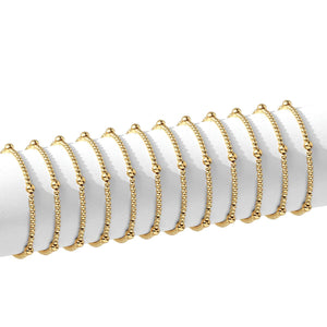 Set/12 3mm Bead with 5mm accent Stretch Bracelets