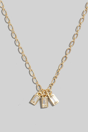Faceted Glass Baguette Charms Chain Necklace