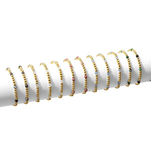Set/12 Stretch Beaded Bracelets with stone accents