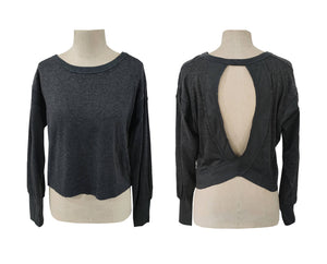 Slouchy wrapped cutout back workout long sleeve Tee