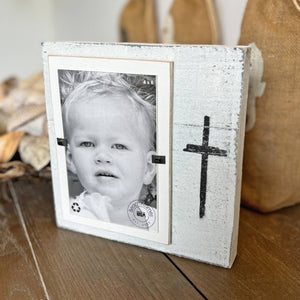 CROSS Rustic Block Christmas Sign Frame with 4 x 6 Photo