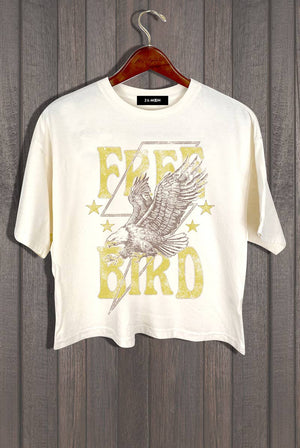 Giving Free Bird Eagle Star Thunder Graphic Crop Tee