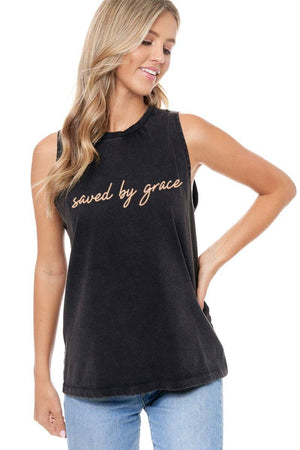 PUFF' Saved By Grace Graphic S/L Washed Tank