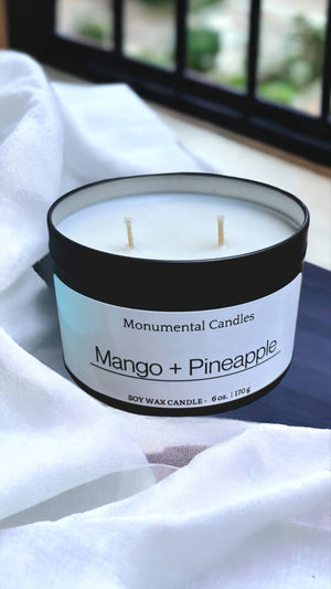 Mango + Pineapple - 6 oz Matte Black Tin Candle