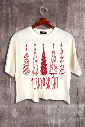 Merry and Bright Graphic Crop Tee