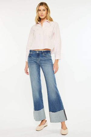 MID RISE WIDE FLARE JEANS-KC78033D