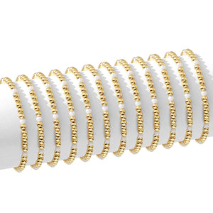 Set/12 4mm Bead & Pearl Stretch Bracelets