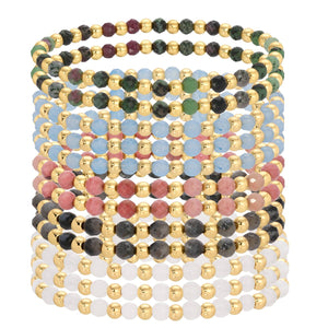 Set/12 Stretch Stone & Bead Bracelets